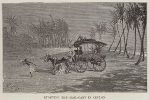 Het Starten van de Postkar in Ceylon